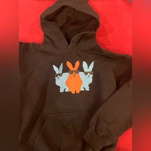 Kid’s Black Medium Size 7-8 Cool Easter Bunnies Hoodie Bad Bunny Sweatshirt GUC